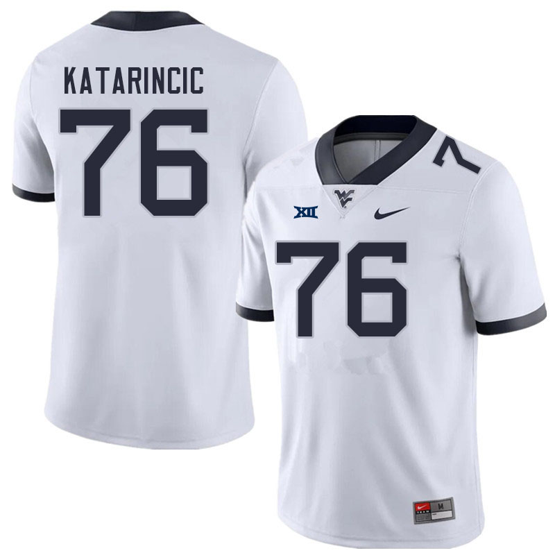 Men #76 Charlie Katarincic West Virginia Mountaineers College Football Jerseys Sale-White - Click Image to Close